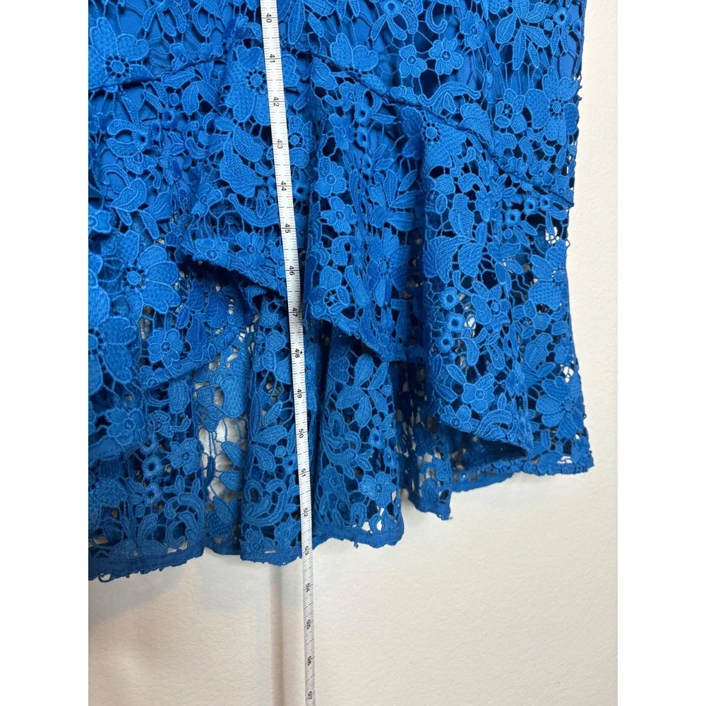 Shoshanna Edgecombe‎ Blue Floral Lace Midi High Low Dress Size 12